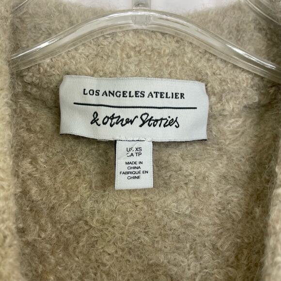 & Other Stories beige fuzzy knit cropped soft sweater size XS Alpaca blend - Picture 8 of 11